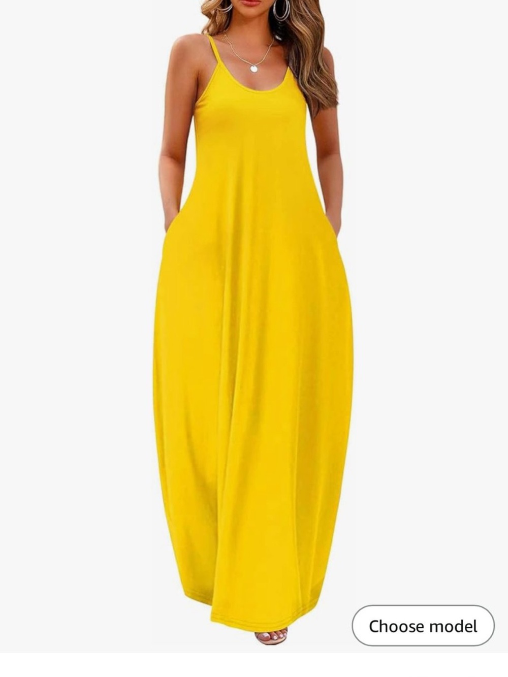 Spaghetti Strap Yellow Maxi Dress